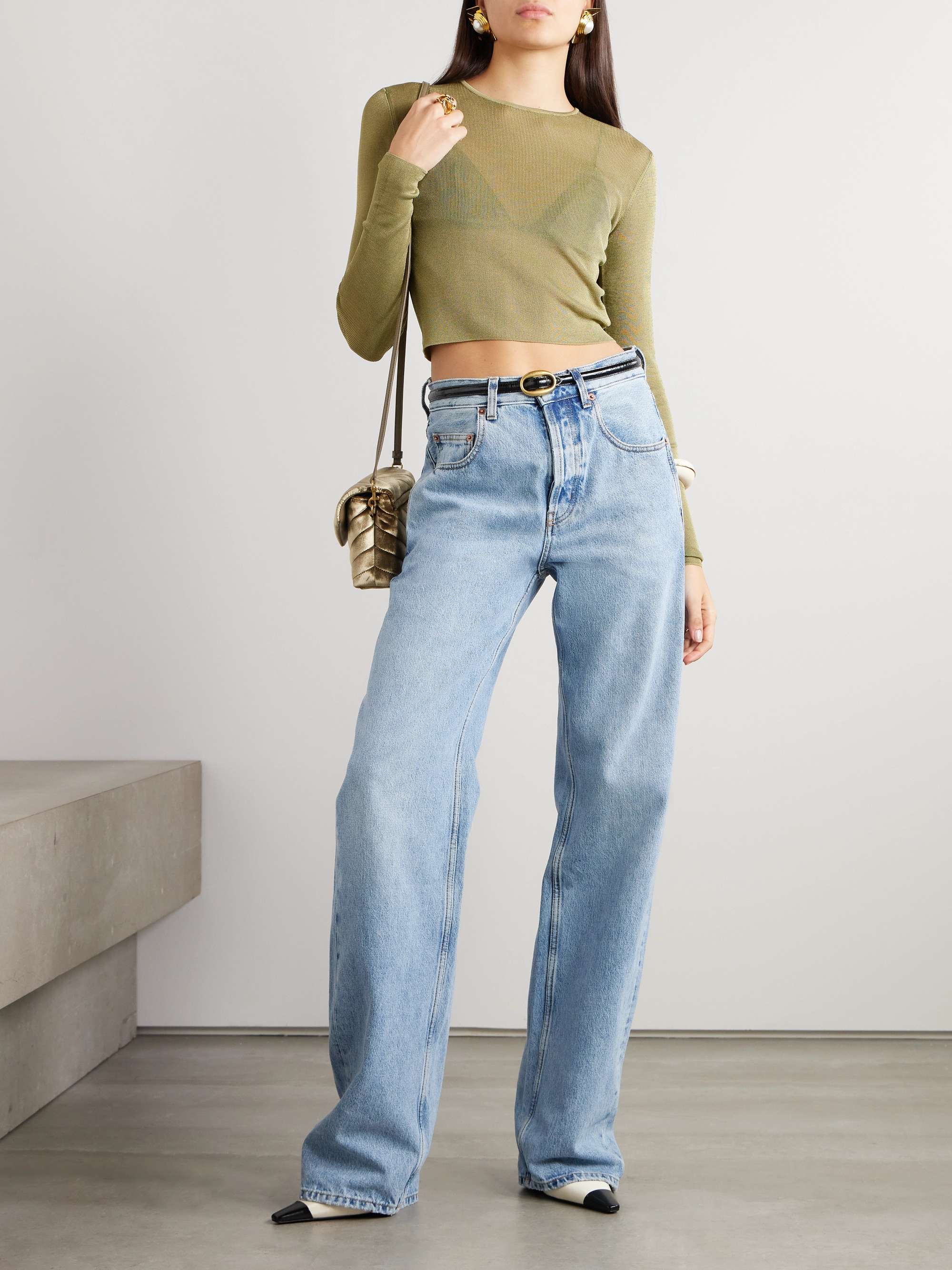 High-rise straight-leg jeans