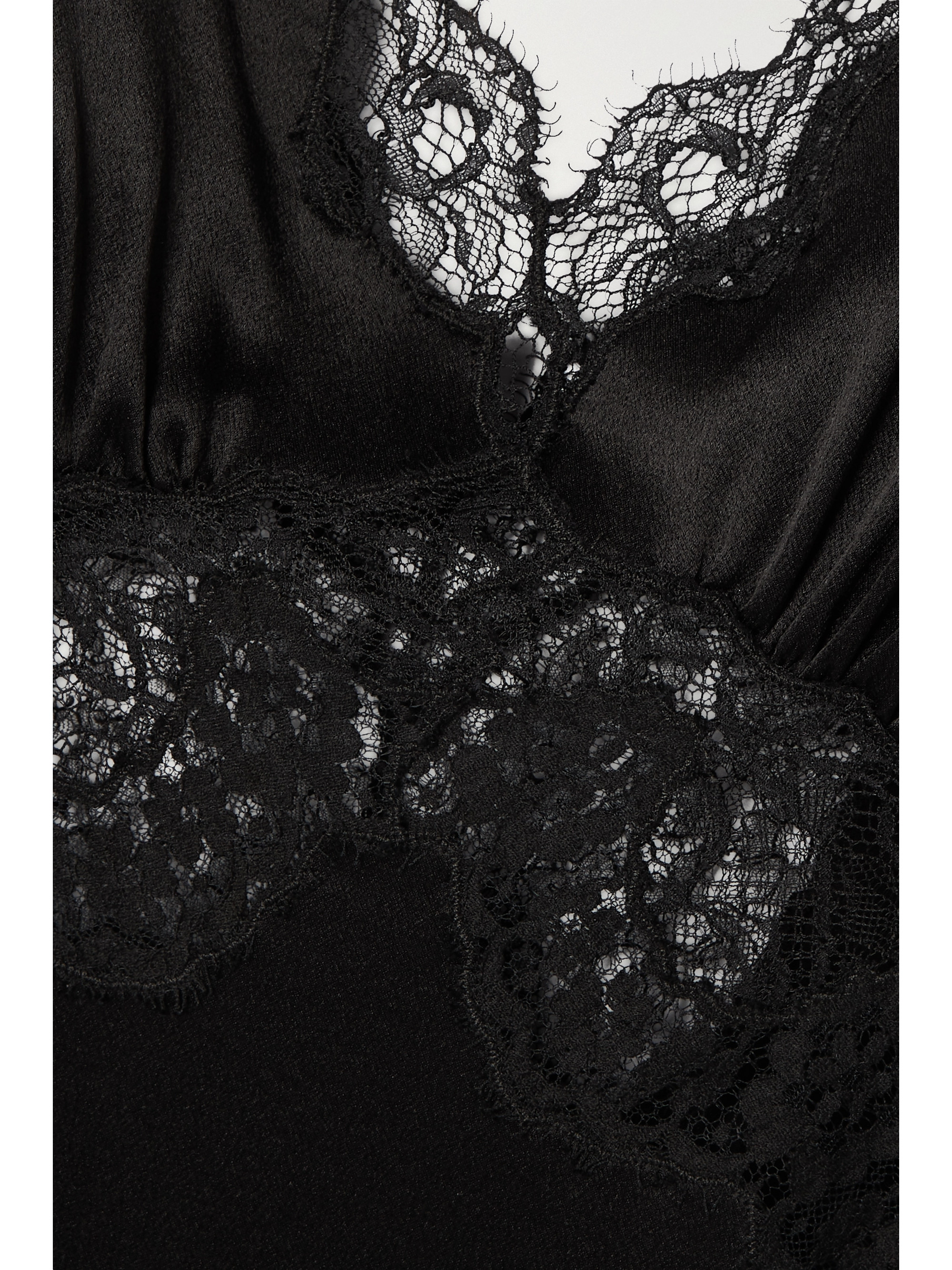 Saint Laurent Lace-trimmed silk-satin dress thumbnail