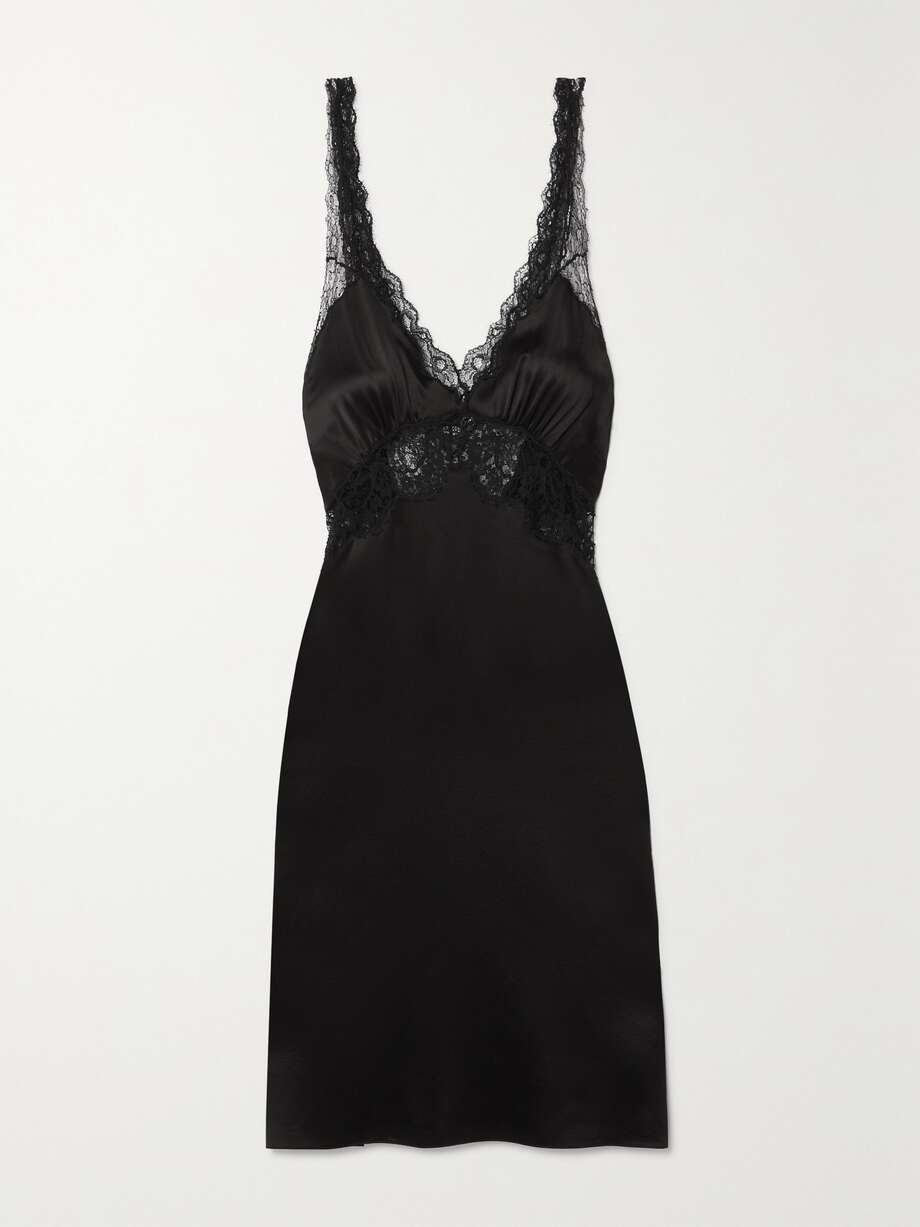 lace-trimmed silk-satin dress