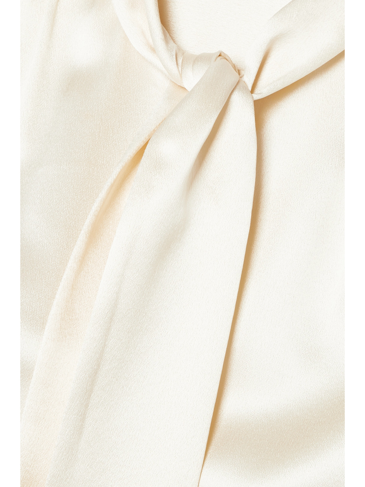Cropped Pussy-Bow Silk-Charmeuse Blouse