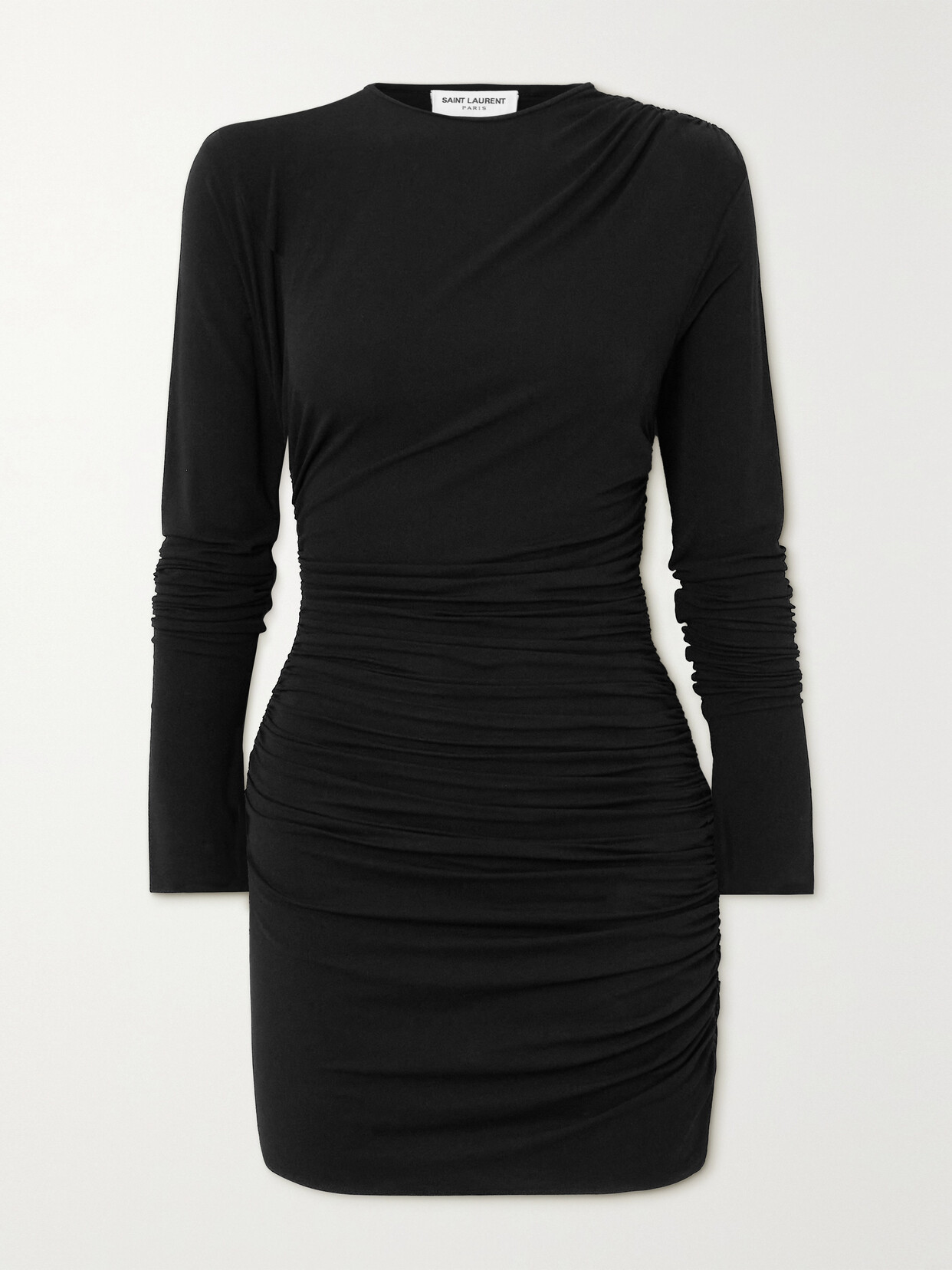 SAINT LAURENT Ruched Stretch-jersey Mini Dress - Black