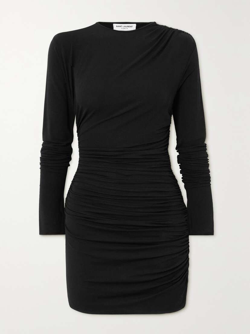 Saint Laurent Ruched Stretch-jersey Mini Dress