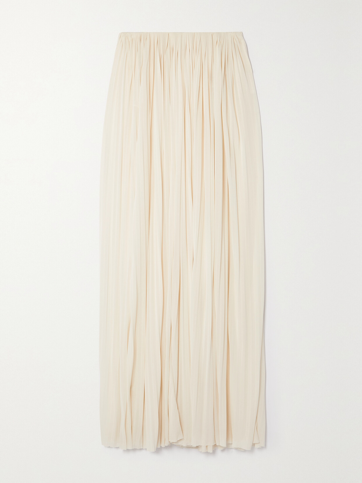 Saint Laurent Pleated Chiffon Maxi Skirt In Cream