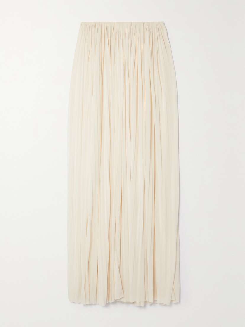 Saint Laurent Pleated Chiffon Maxi Skirt