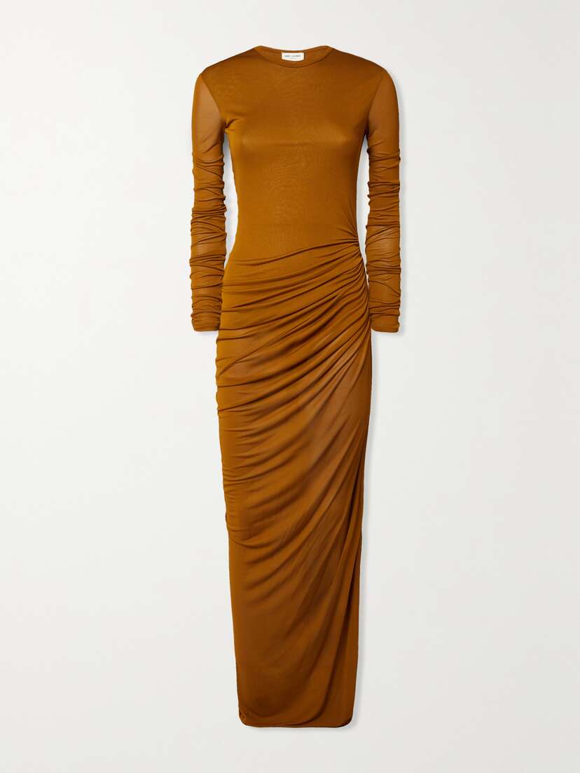 Saint Laurent Ruched Jersey Maxi Dress