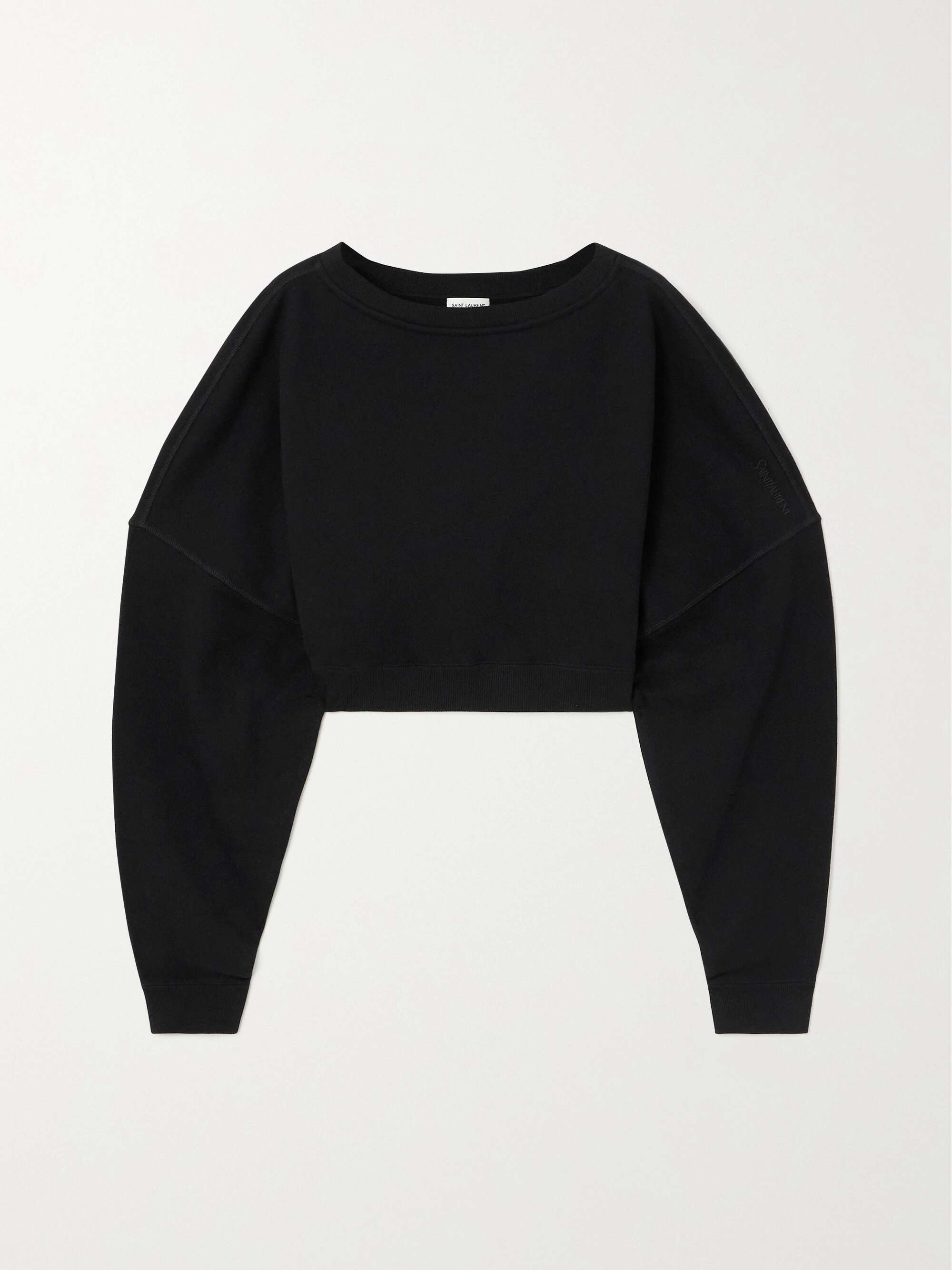 SAINT LAURENT Cropped cotton-jersey sweatshirt | NET-A-PORTER