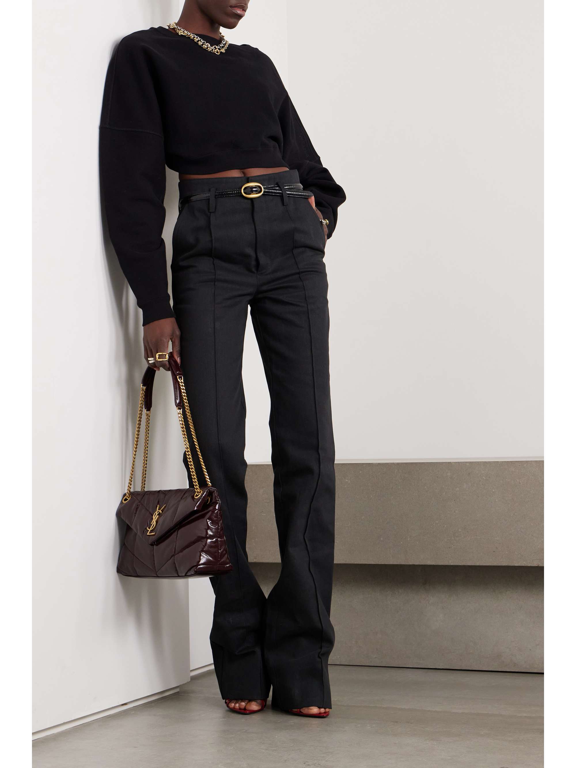 SAINT LAURENT Cropped cotton jersey sweatshirt NET A PORTER