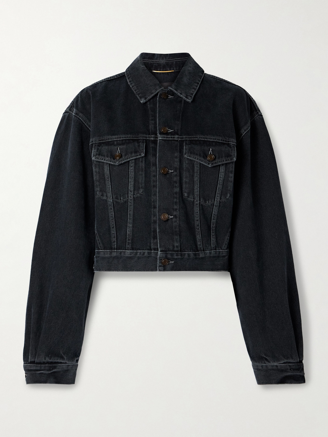 Saint Laurent Cropped Denim Jacket In Blue