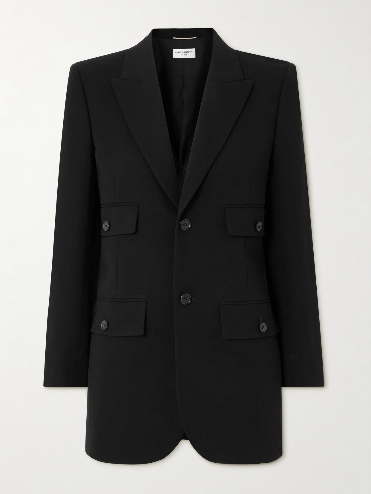 Shop Saint Laurent Jacquard Crepe Blazer In Black