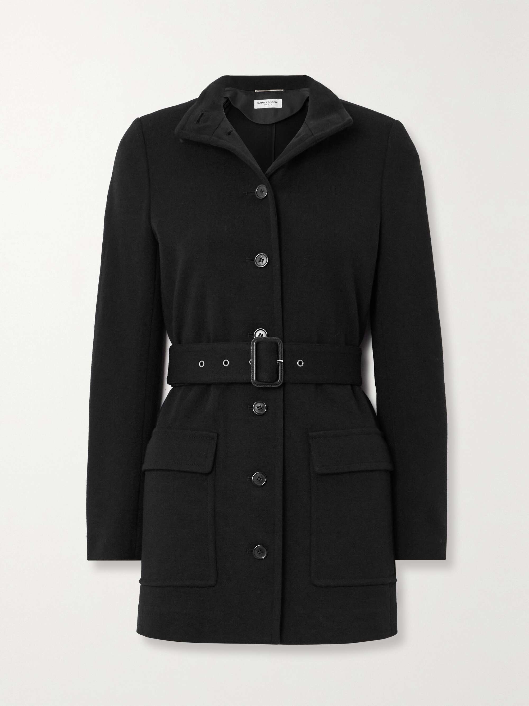 SAINT LAURENT Belted wool-blend jacket | NET-A-PORTER