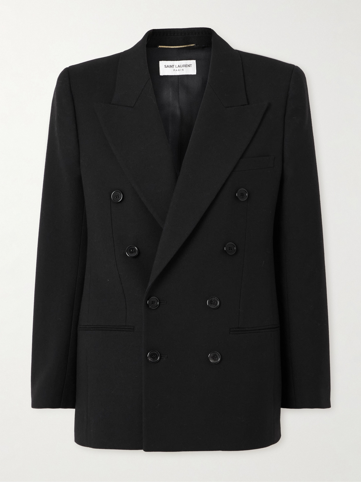 SAINT LAURENT Double-breasted Wool Blazer - Black