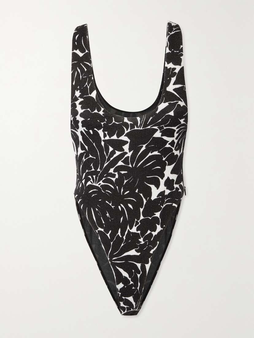 Saint Laurent Floral-print Cutout Stretch-jersey Bodysuit