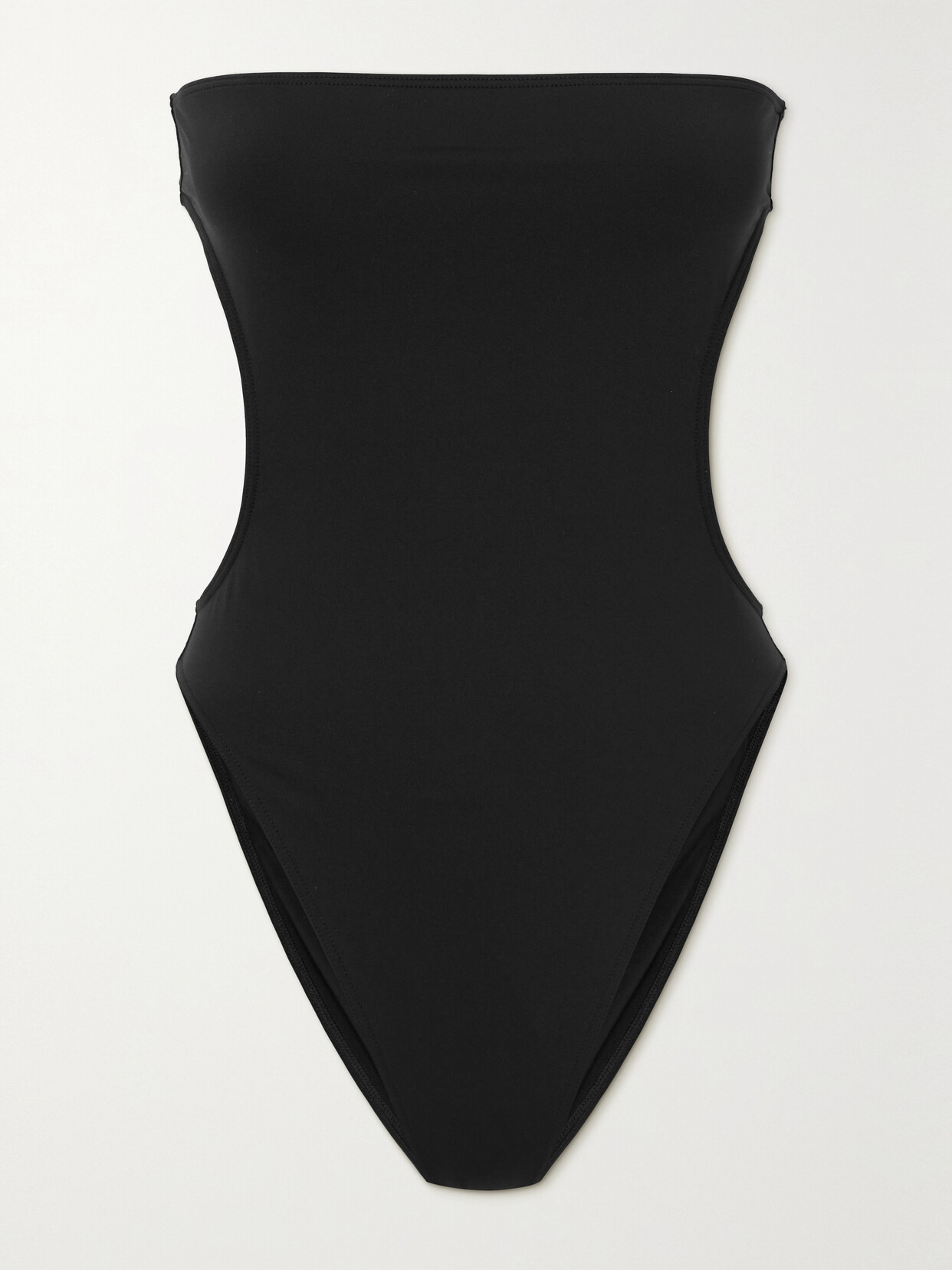 Saint Laurent Strapless Cutout Swimsuit In Black