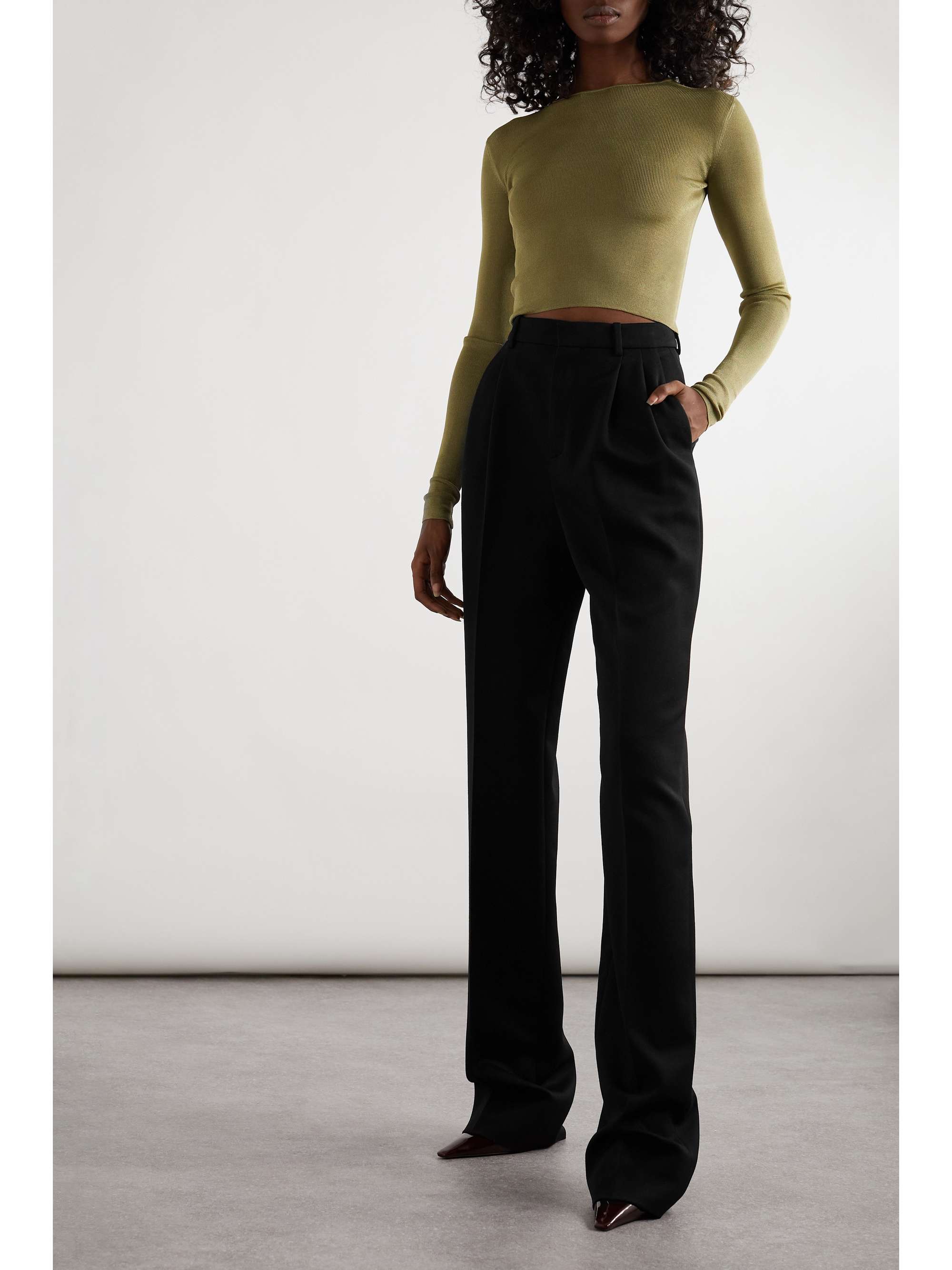 SAINT LAURENT Pleated wool slim-leg pants | NET-A-PORTER