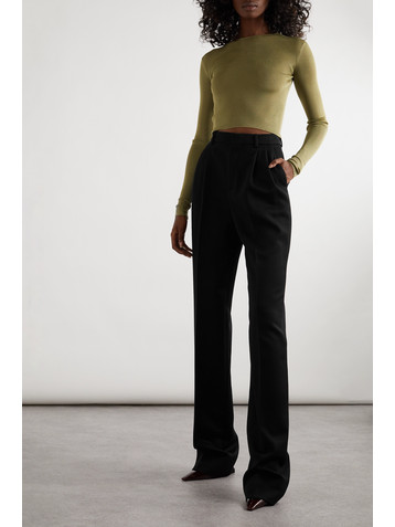 Saint Laurent Pleated wool slim-leg pants