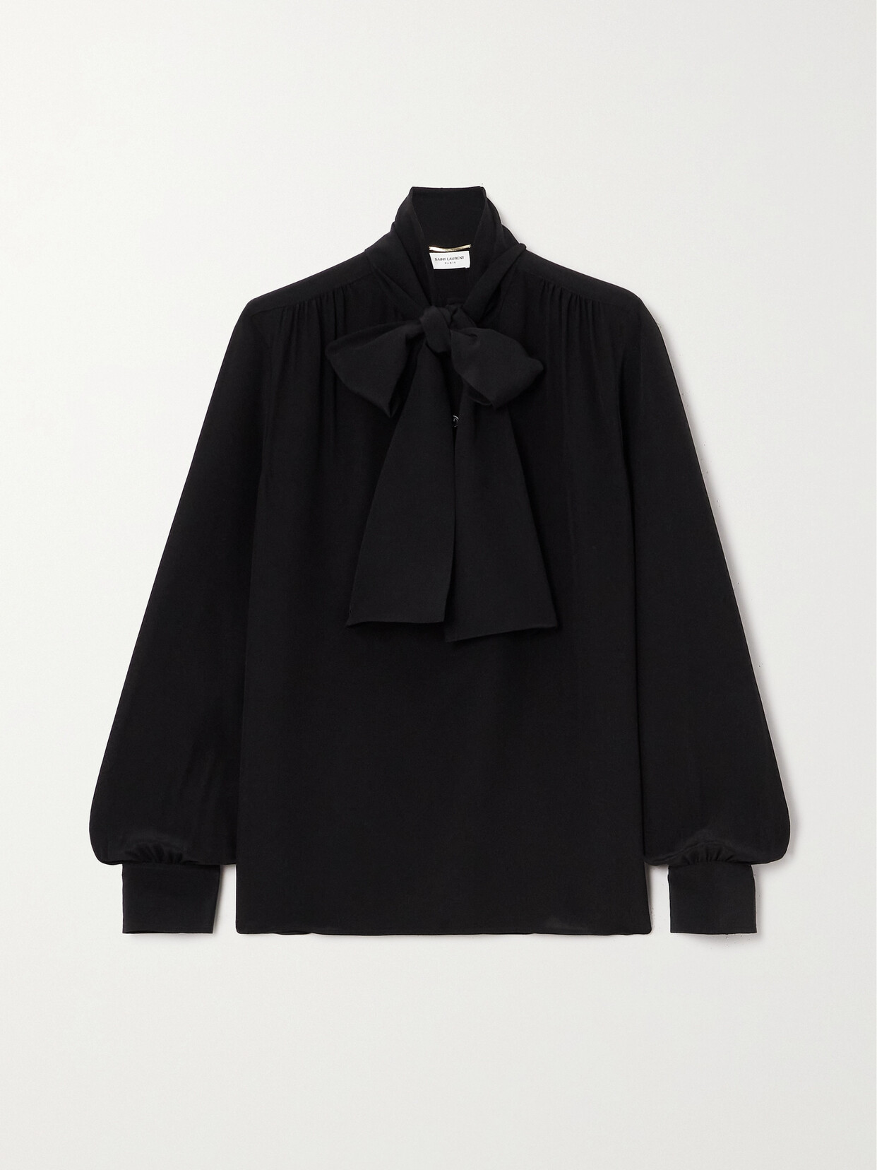 SAINT LAURENT - Pussy-bow Silk-crepe Blouse - Black