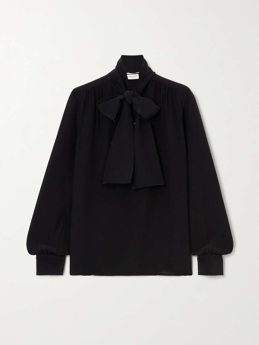 Saint Laurent Pussy-bow Silk-crepe Blouse