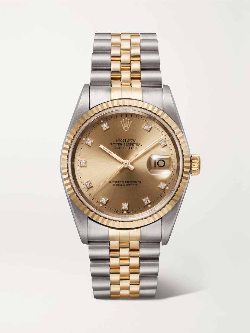 Stephanie Windsor + Rolex Pre-owned 2002 Oyster Perpetual Datejust Automatic 36mm 18-karat Gold And Steel Diamond Watch
