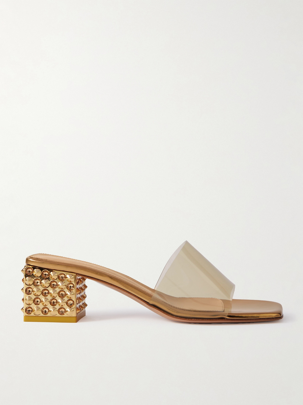 Gianvito Rossi Kara Studded Rubber Mules In Gold