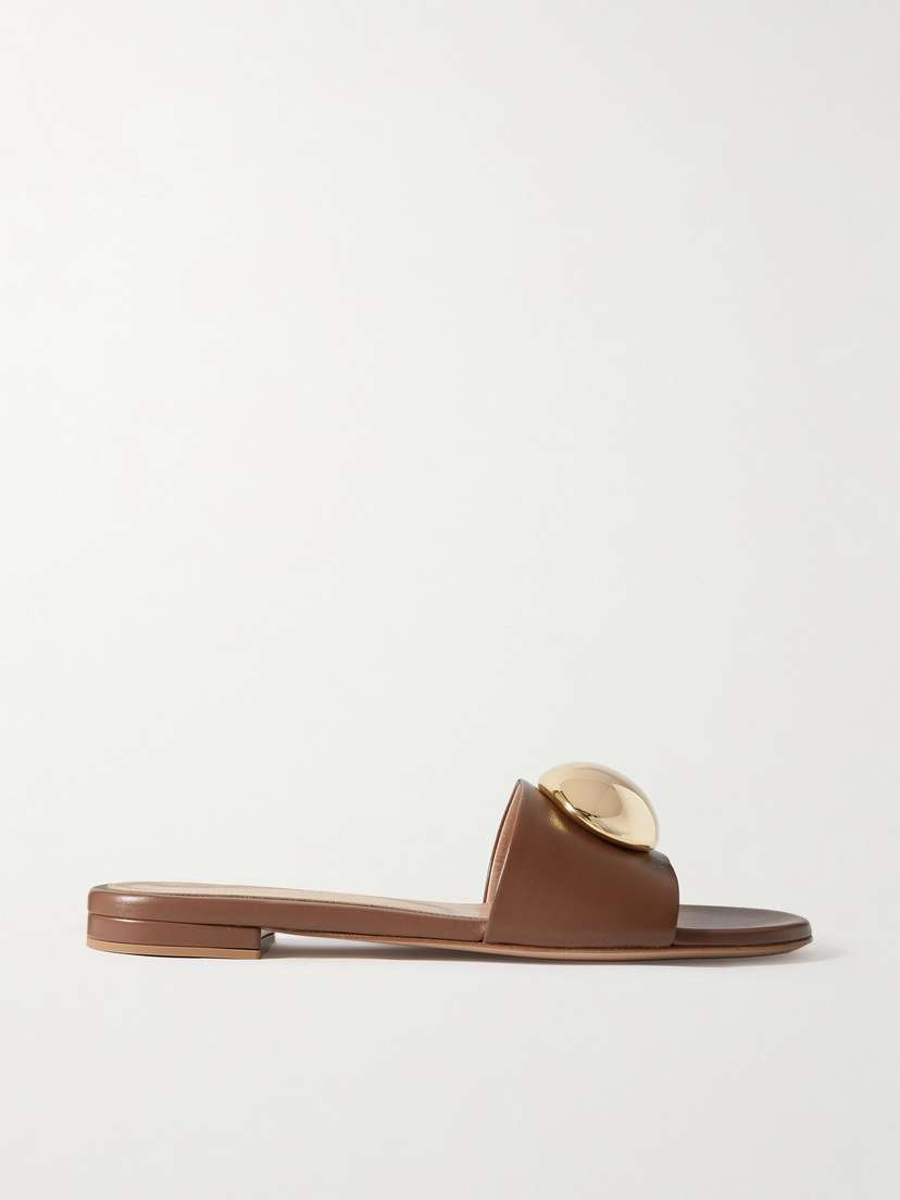Gianvito Rossi Embellished Leather Slides