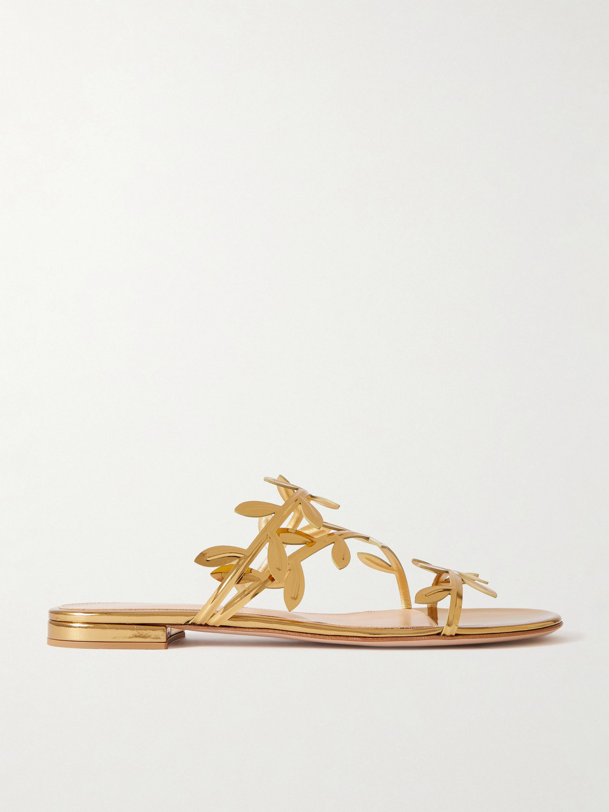 Shop Gianvito Rossi Flavia Metallic Leather Sandals In Gold