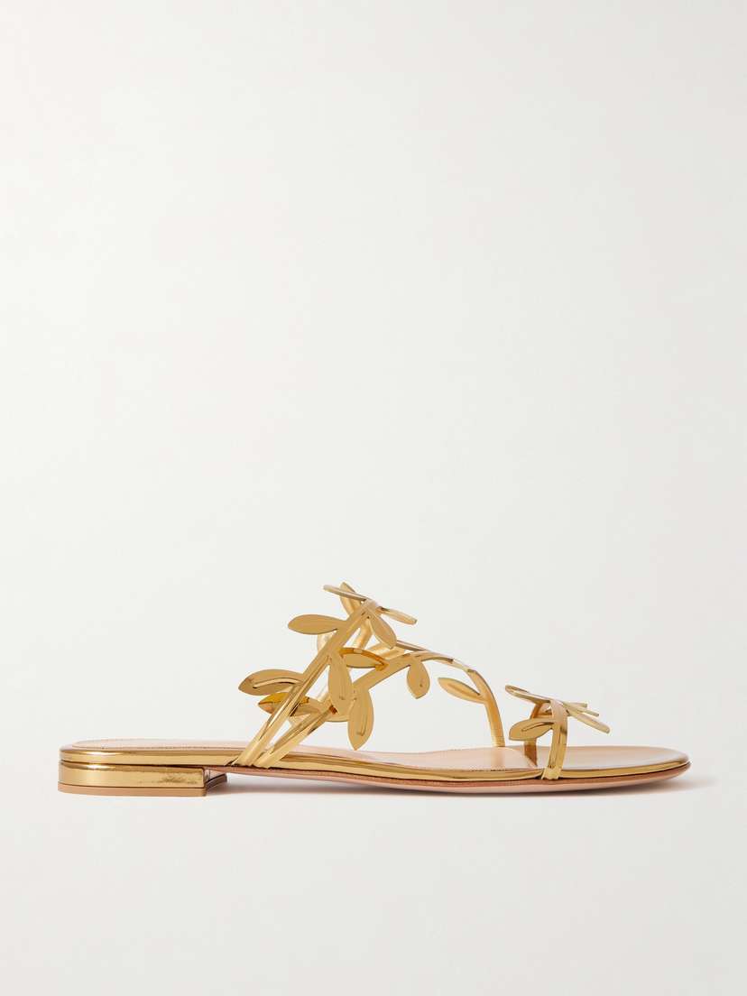 Gianvito Rossi Flavia Metallic Leather Sandals