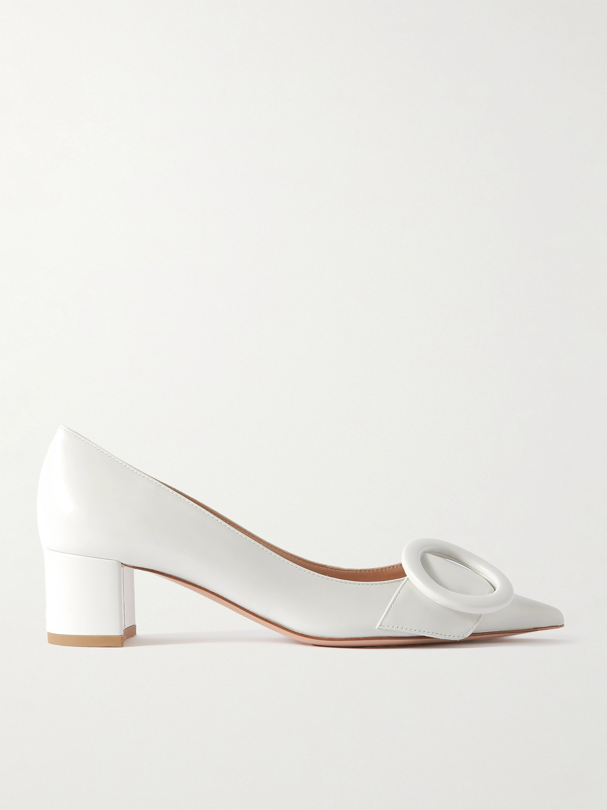 Gianvito Rossi - 45 Buckled Leather Pumps - White
