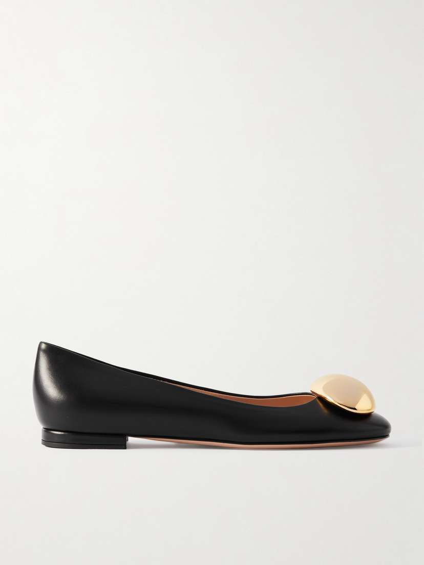 Gianvito Rossi Embellished Leather Ballet Flats