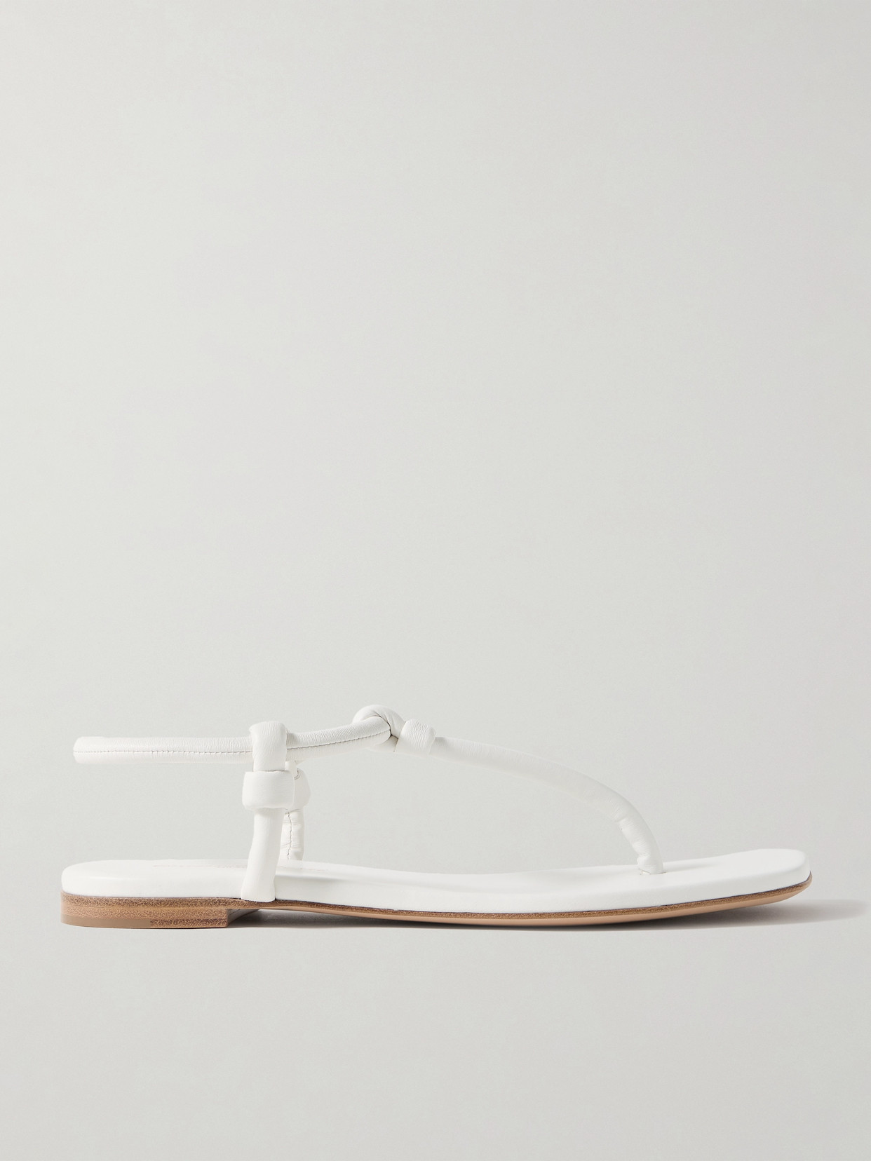 Gianvito Rossi - Juno Thong Knotted Leather Sandals - White