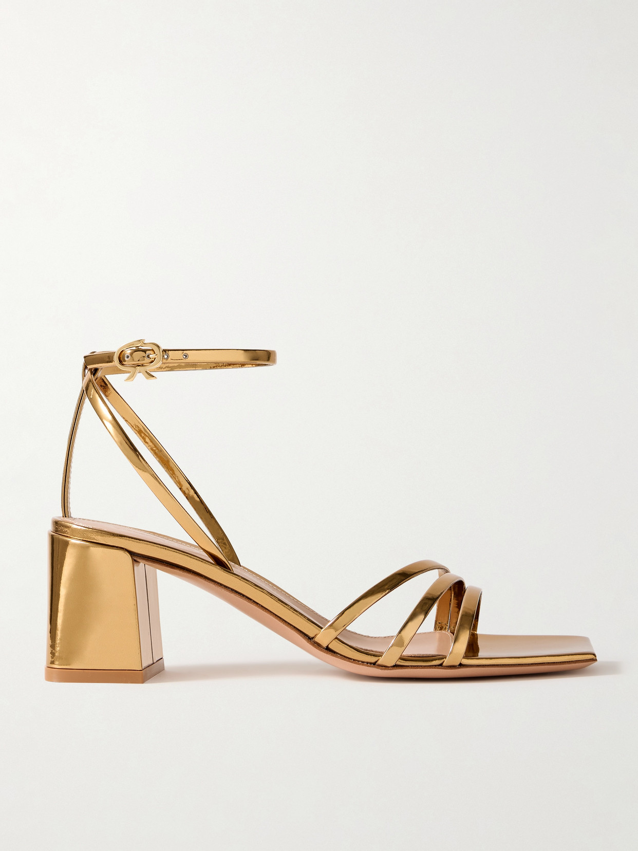 Gianvito Rossi Metal 55 Metallic Patent-leather Sandals In Gold