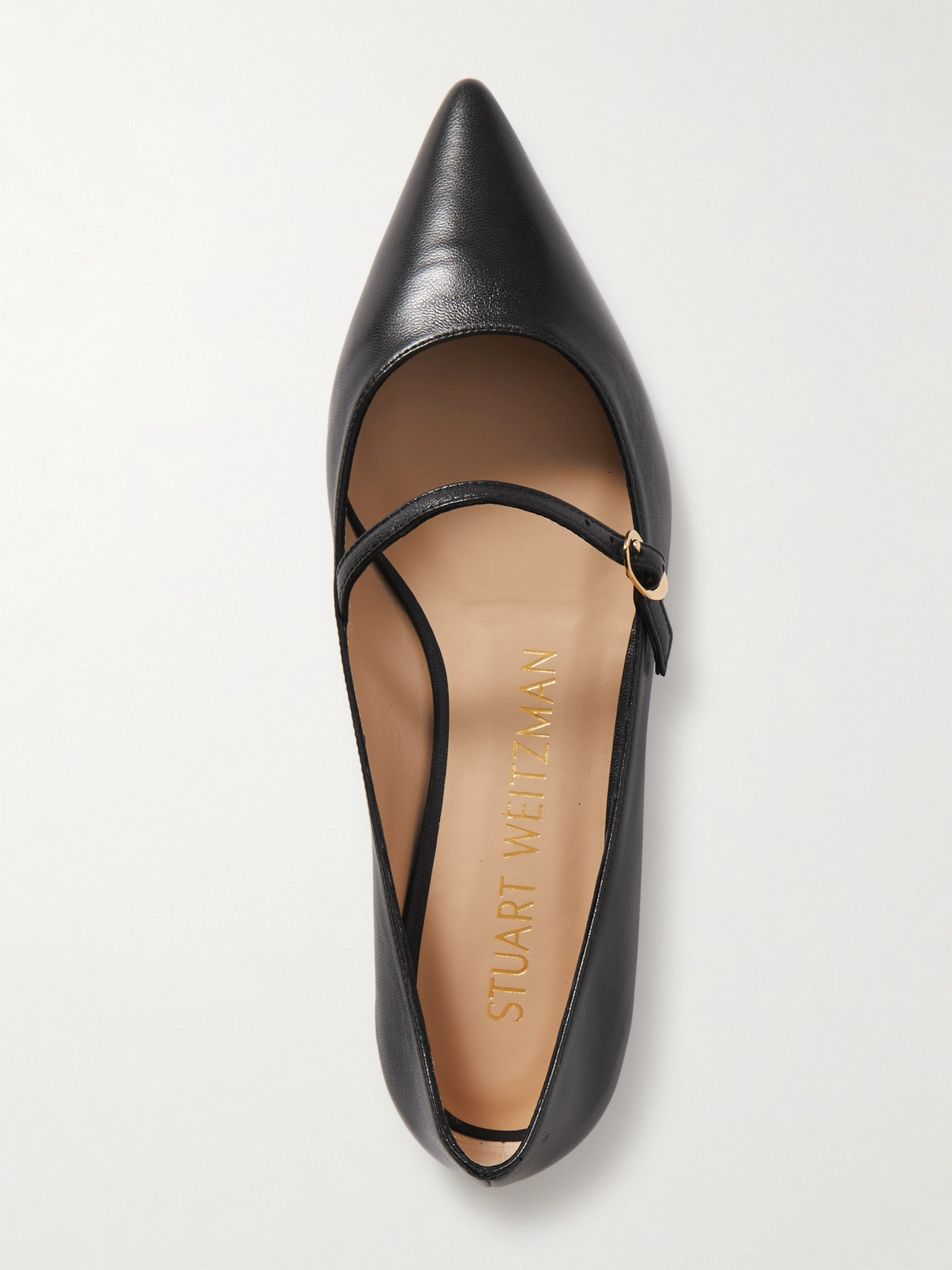 Emilia Leather Mary Jane Point-Toe Flats