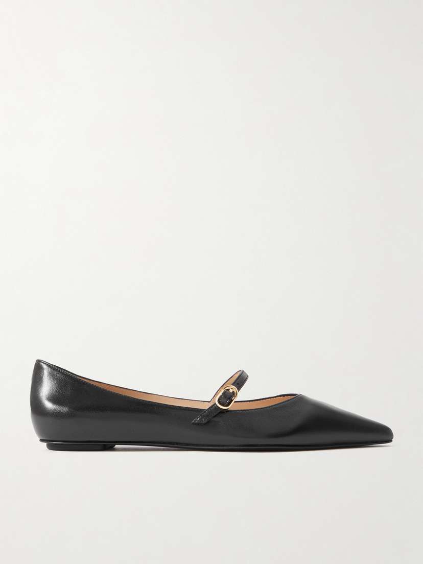 Stuart Weitzman Emilia Leather Mary Jane Point-toe Flats