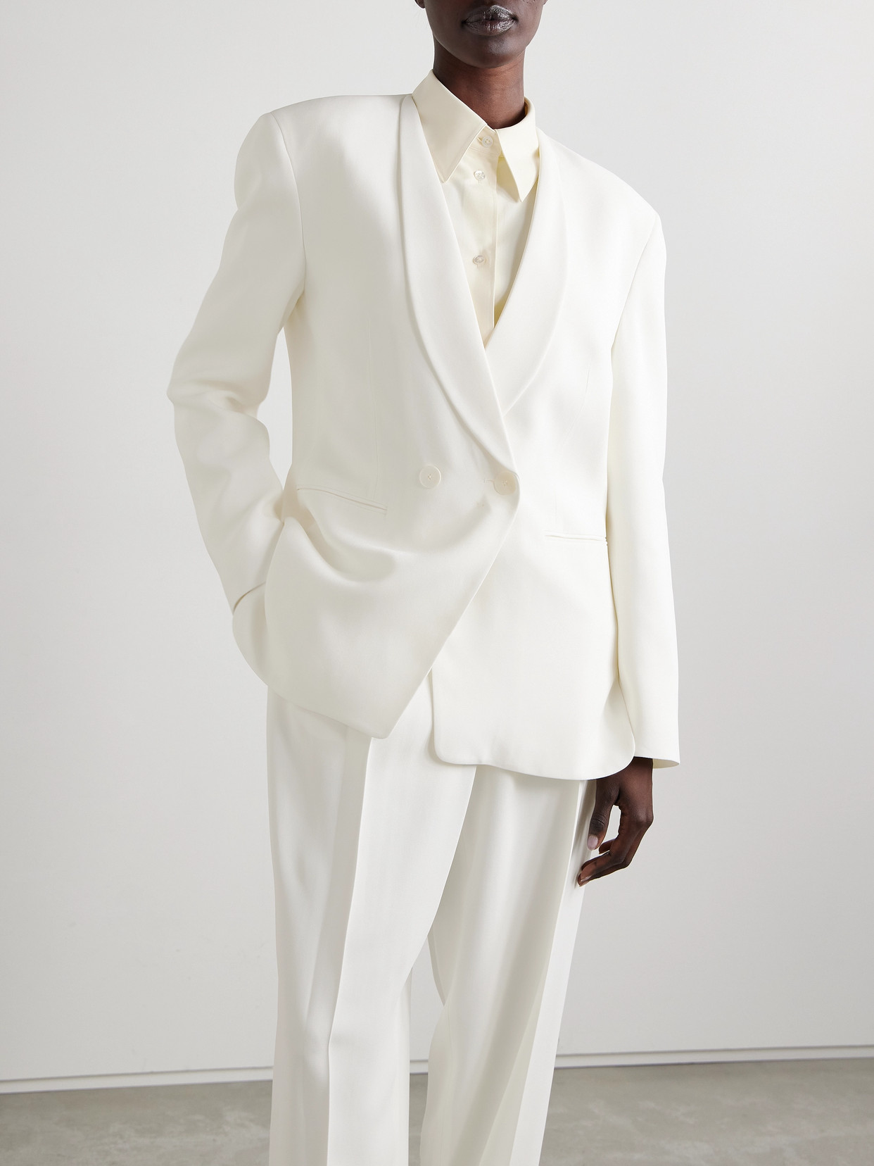 The Row Alda Double-breasted Blazer Jacket In White