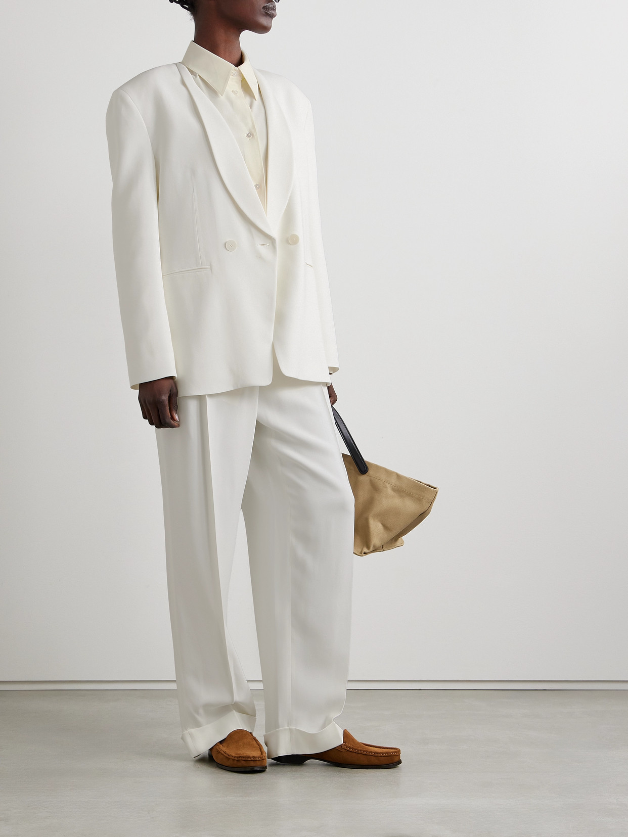 The Row Alda Double-breasted Blazer Jacket In White