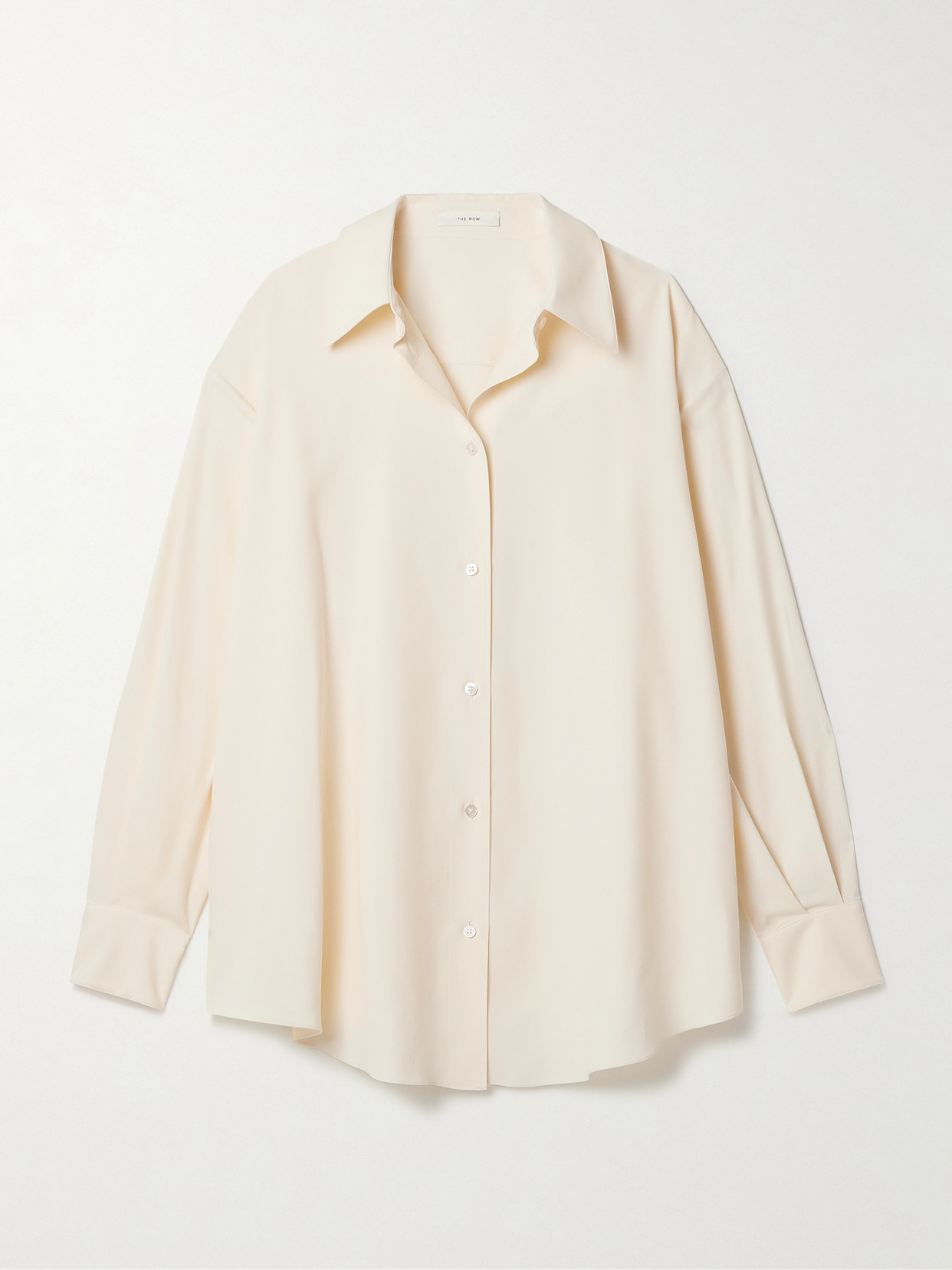 The Row Andra Oversized Silk Shirt In Off-white