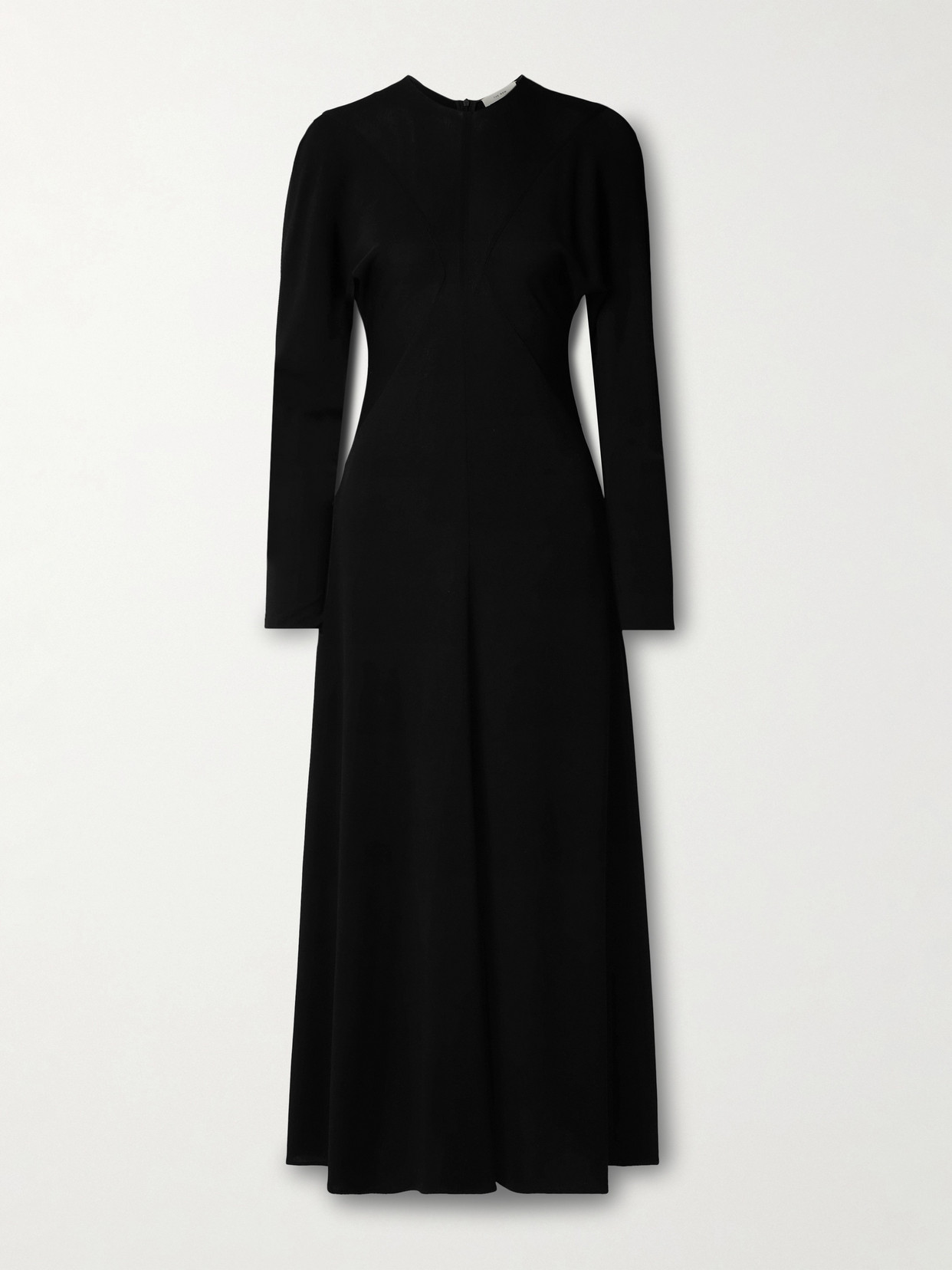 The Row Venusia Long Sleeve Paneled Maxi Dress In Black