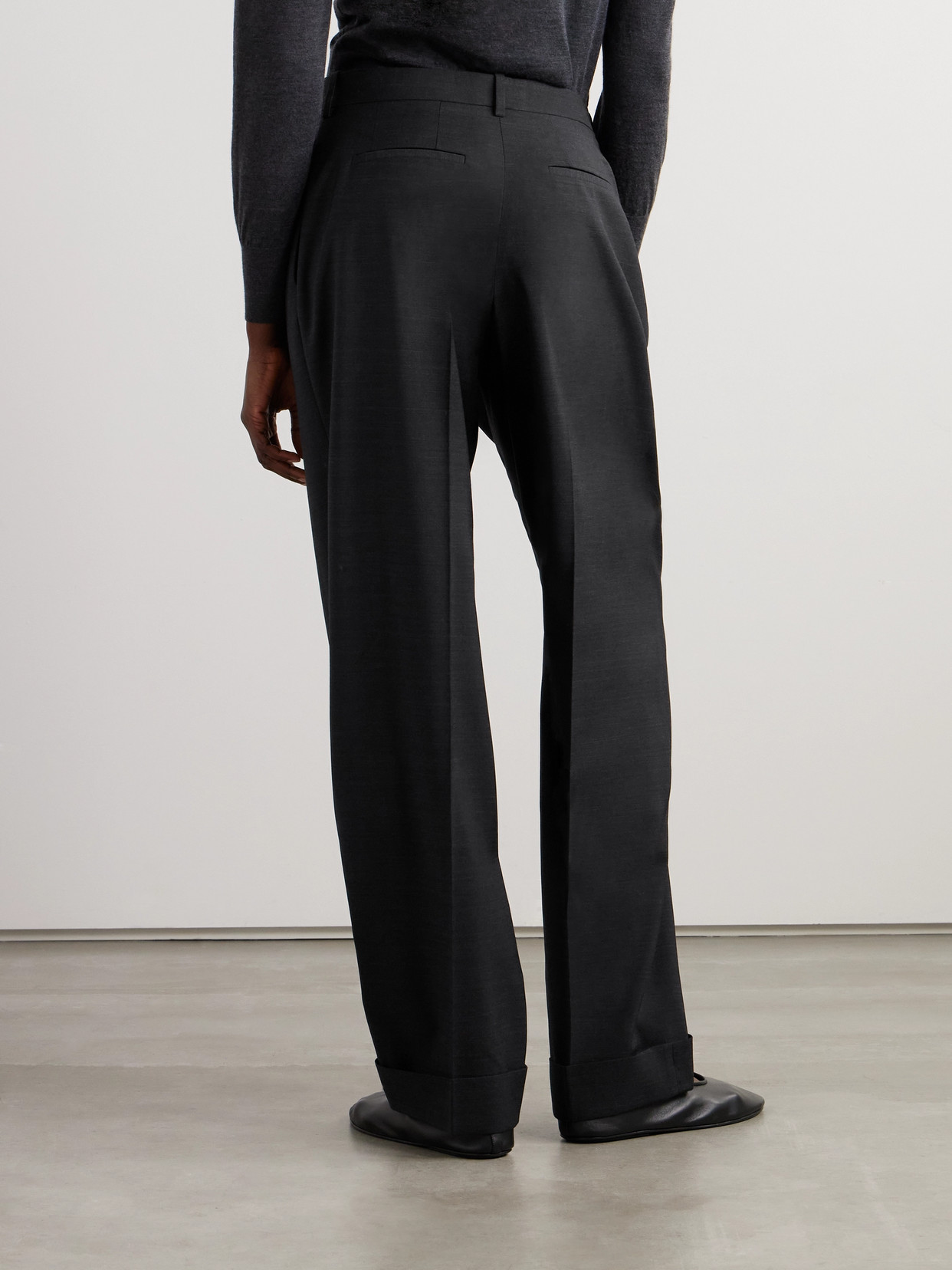 The Row Tor Wide Leg Wool Trousers In Gray