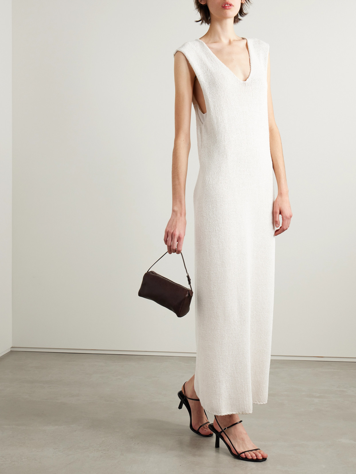 The Row Folosa Open-knit Maxi Silk Dress In White