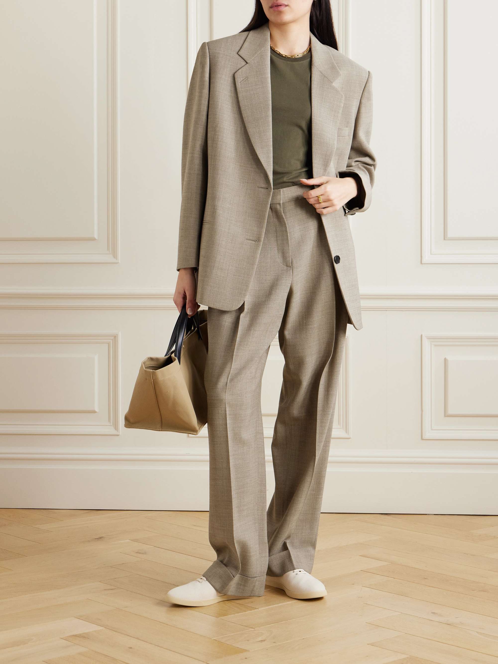 Marina oversized wool blazer taupe x small