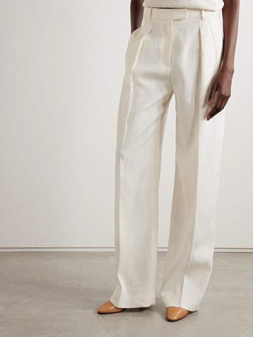 The Row Antone pleated linen wide-leg pants