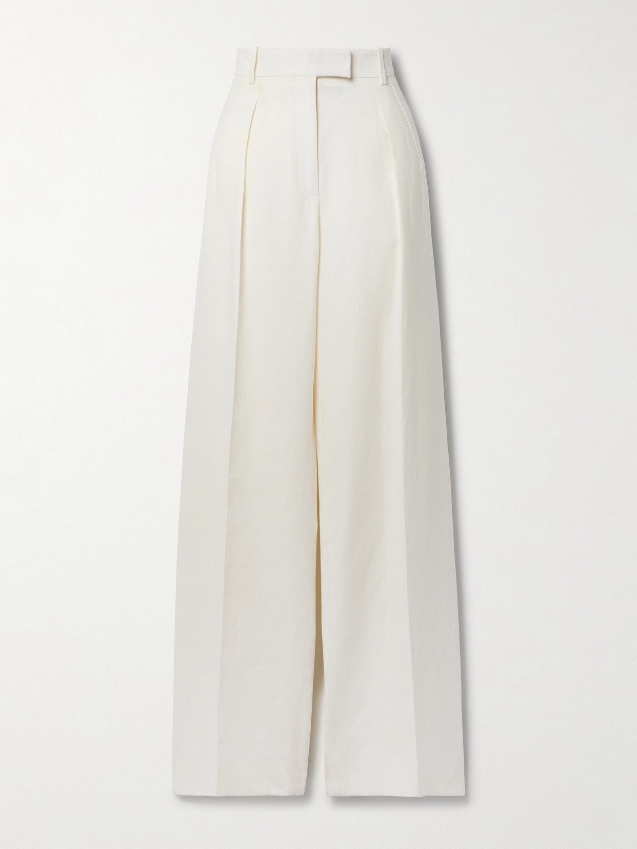 The Row Antone Pleated Linen Wide-leg Pants In Off-white