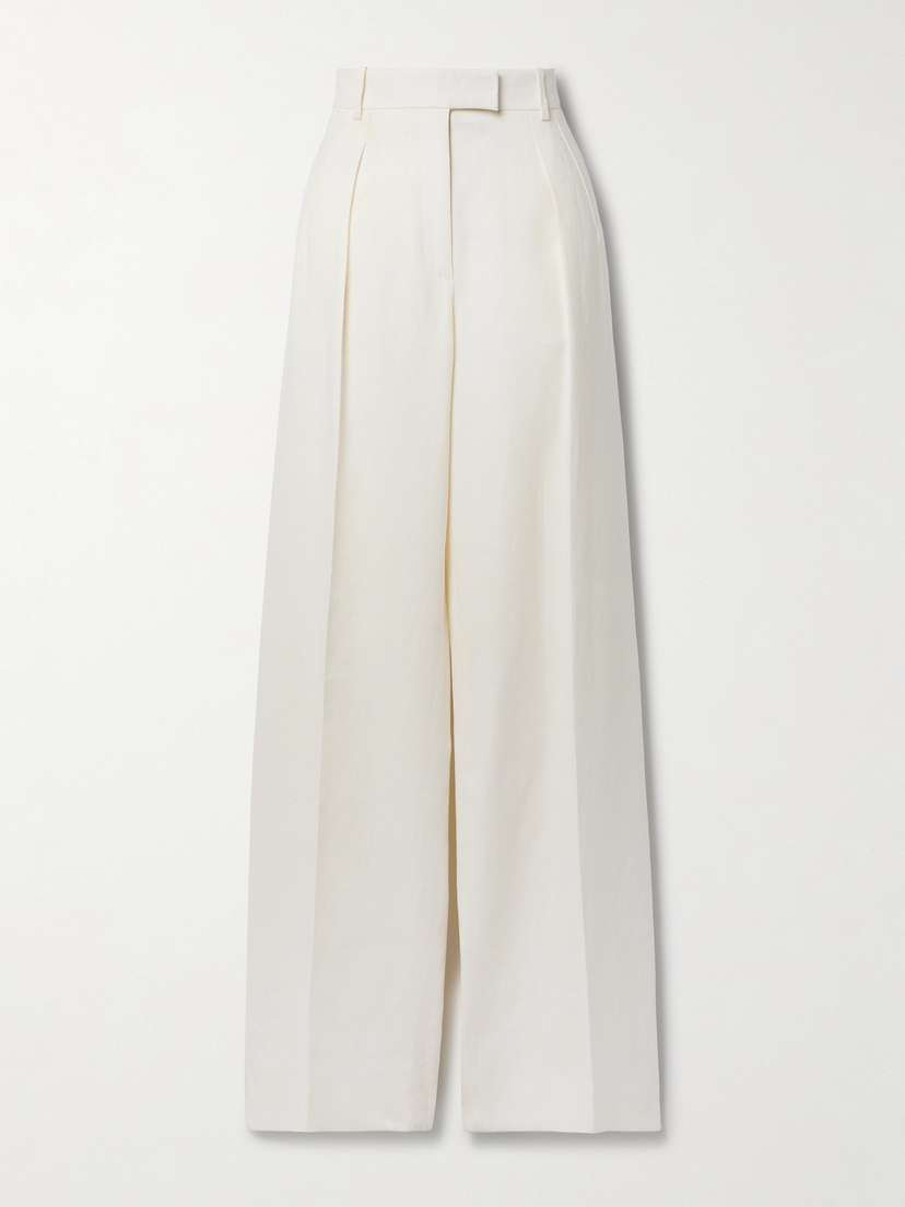 The Row Antone Pleated Linen Wide-leg Pants