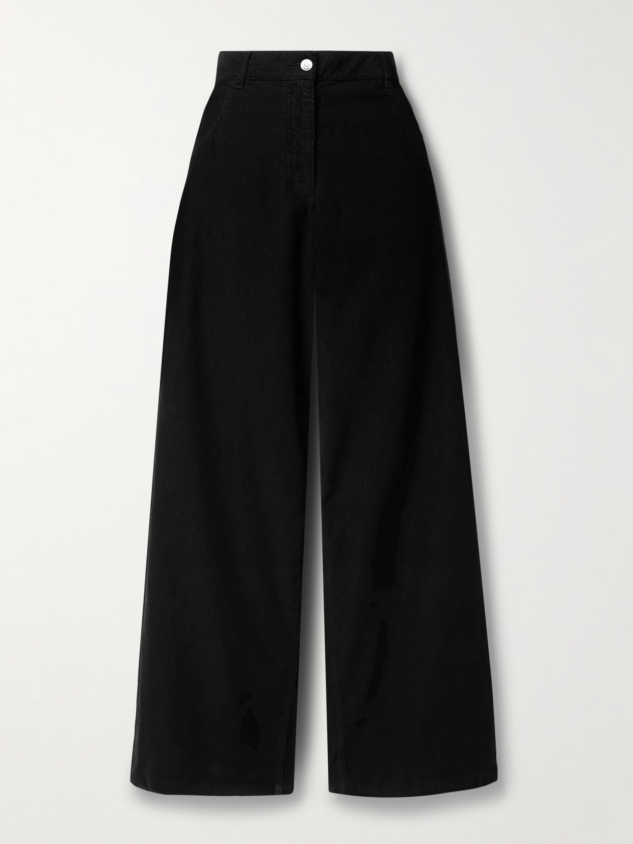 The Row Chan Cotton-corduroy Wide-leg Pants In Black