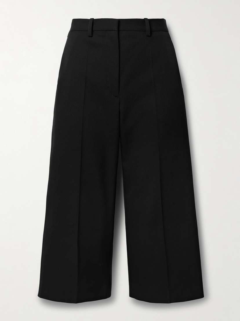 The Row Gandine Cropped Wool-blend Grain De Poudre Straight-leg Pants