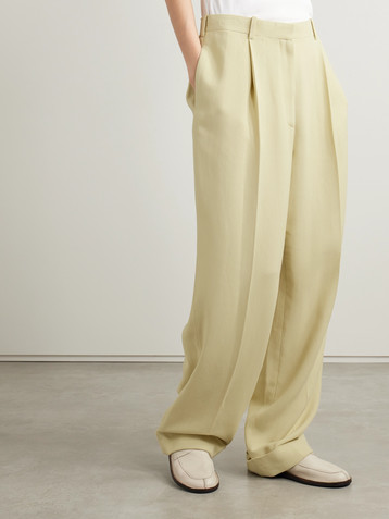The Row Tor pleated woven wide-leg pants
