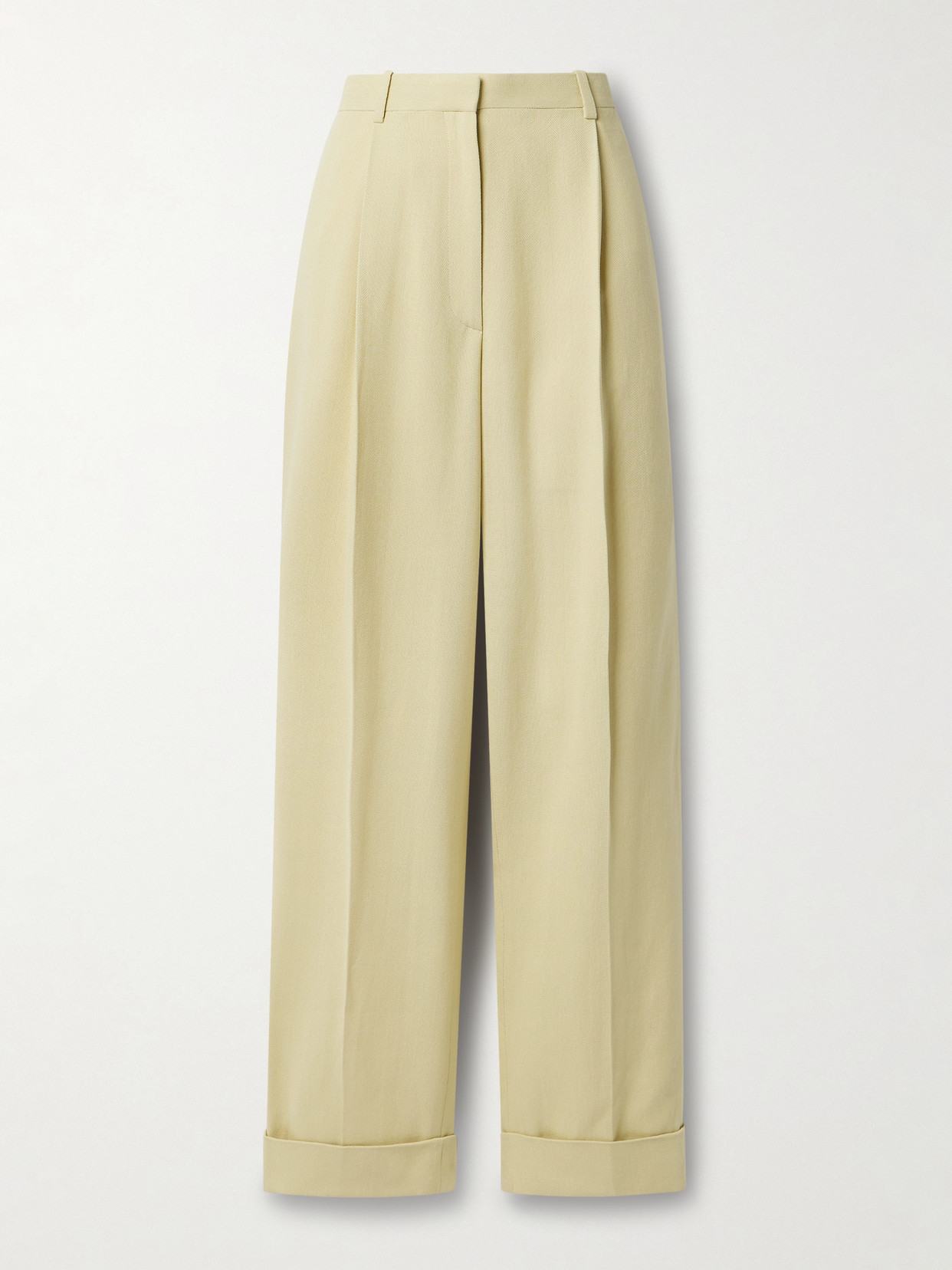 The Row Tor Pleated Woven Wide-leg Trousers In Yellow