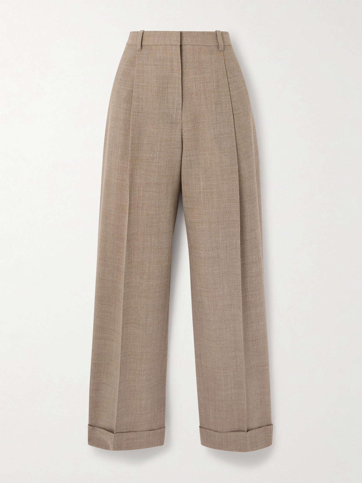 The Row Tor Pleated Grain De Poudre Wool Pants In Brown