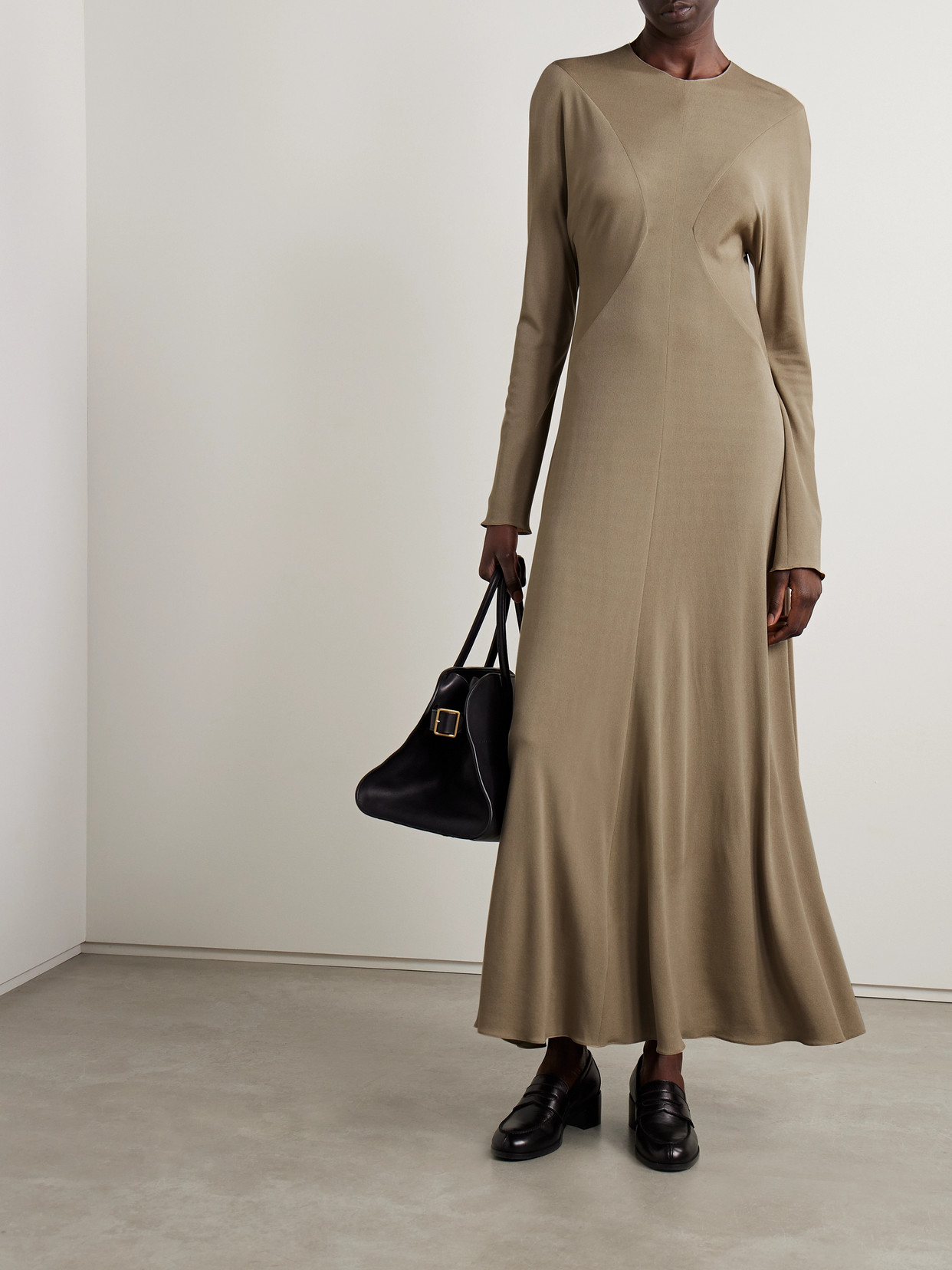 Shop The Row Venusia Jersey Maxi Dress In Neutrals