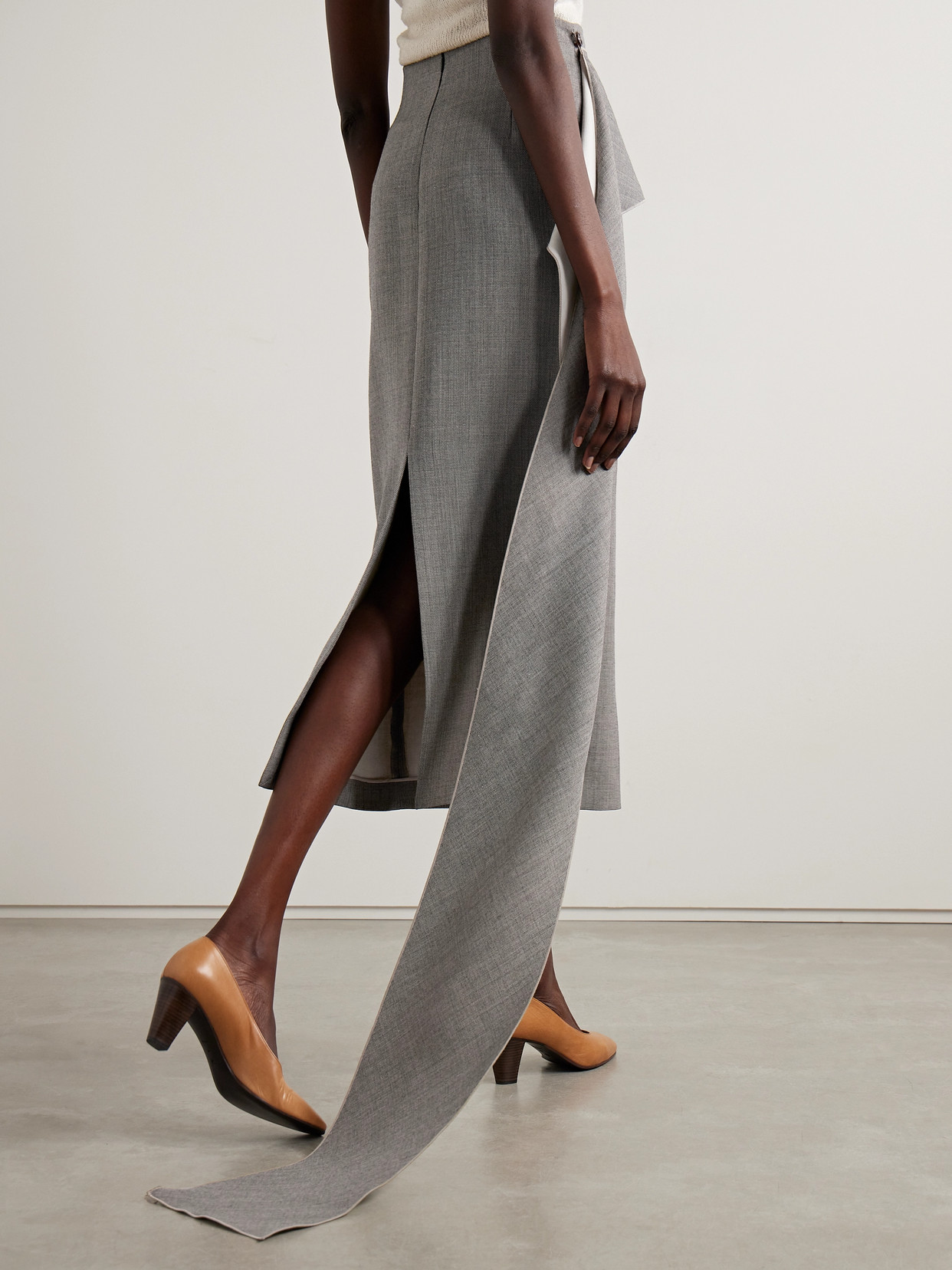 Laz Wrap-Effect Wool-Blend Midi
