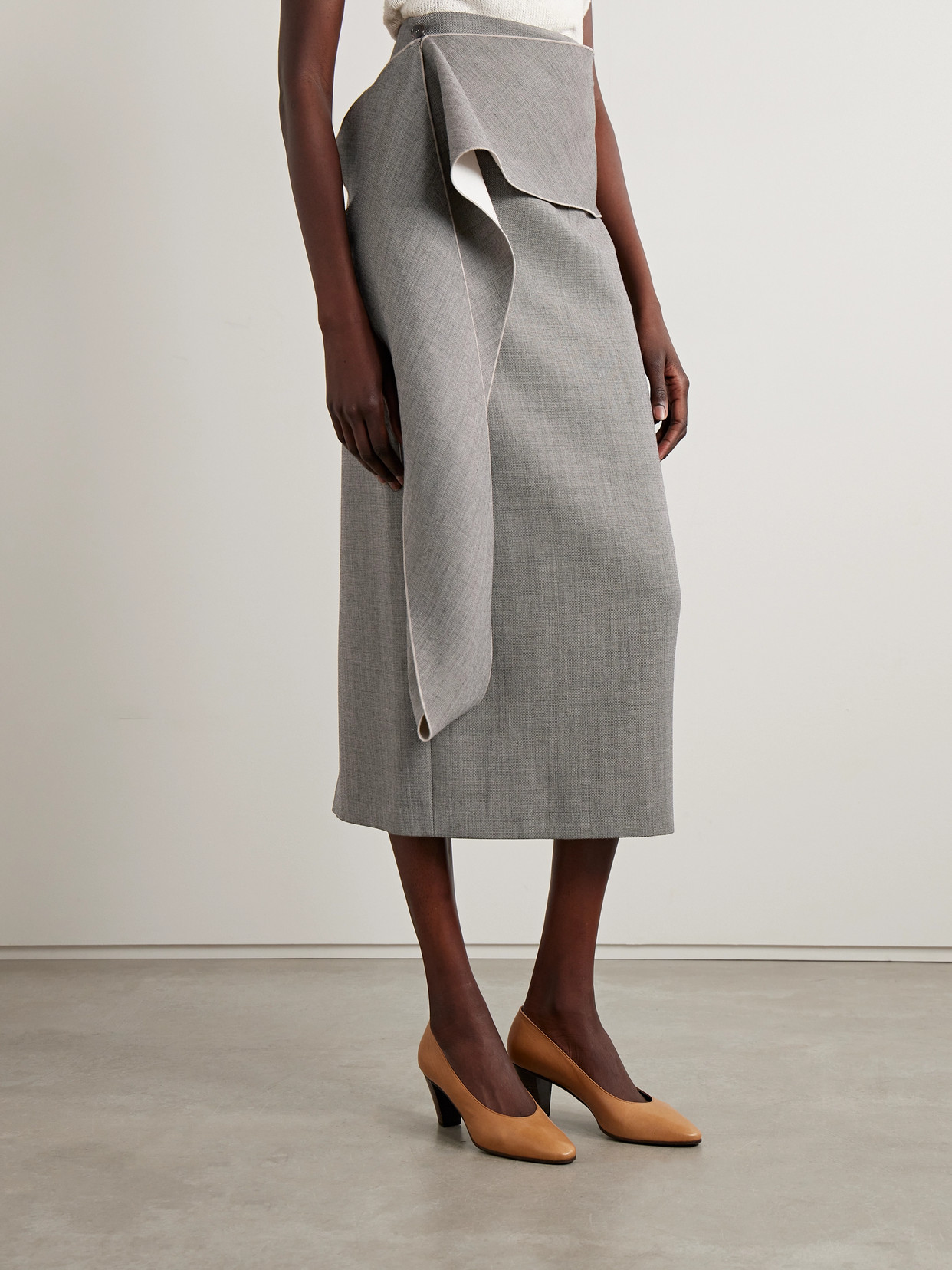 Laz Wrap-Effect Wool-Blend Midi